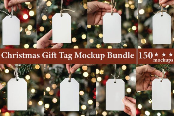 Christmas Gift Tag Mockup Bundle for Graphics and Product Mockups