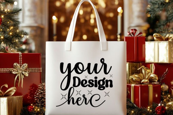 Christmas Tote Bag Mockup 103 for Product Mockups and Graphics