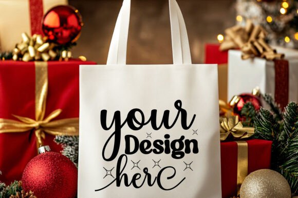 Christmas Tote Bag Mockup 11: A Festive Graphic Asset for Product Mockups