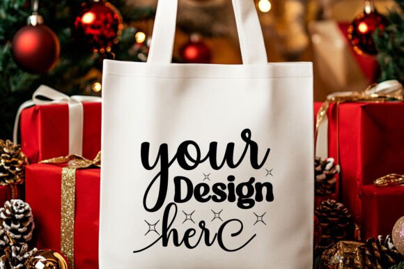 Christmas Tote Bag Mockup 17: A Graphic Design Asset for Local Branding