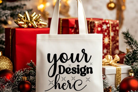 Christmas Tote Bag Mockup 19 for Graphics and Product Mockups