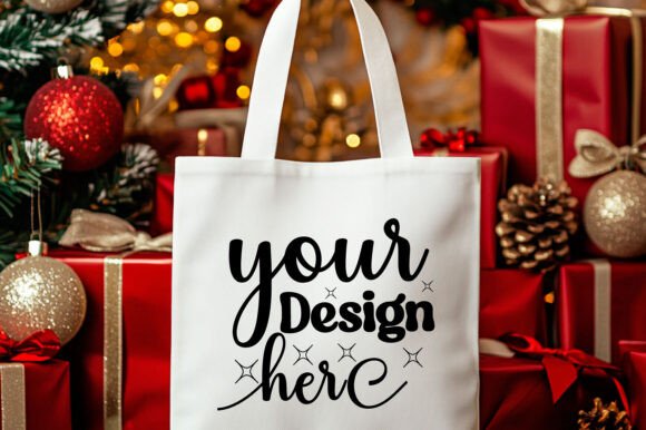 Christmas Tote Bag Mockup 75 for Product Mockups and Graphics