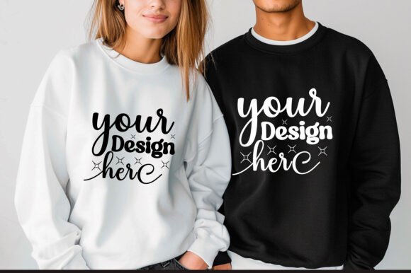 Gildan 18000 Couple Mockup 35 for Product Mockups and Graphics