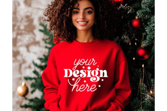 Red Christmas Sweater Mockup 54 for Product Mockups and Graphics