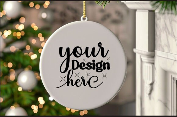 Round Christmas Ornament Mockup 4 for Product Mockups and Graphics